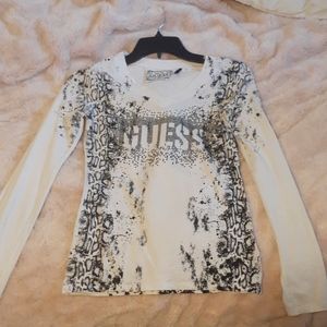 GUESS Long Sleeve V-neck Shirt